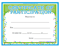Printable Certificates Of Participation Awards Templates