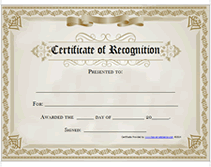 certificate of recognition printable