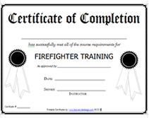 firefighter training certificate templates