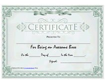 elegant printable boss's day certificate