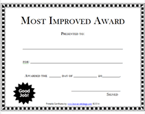free most improved student awards