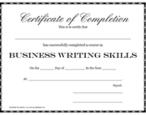 free business writing certification certificate