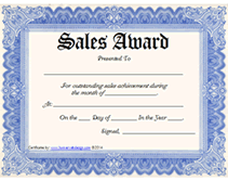 sales awards certificates to print