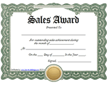 free sales award certificates