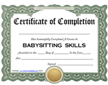 free baby sitting certificate templates
