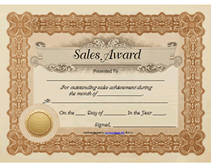 printable sales award certificates
