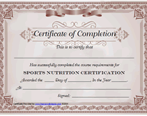 burgundy sports nutrition certification certificate