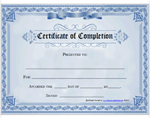 free printable certificate of completion award