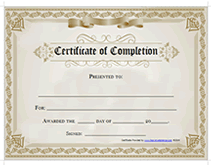 free certificate of completion awards