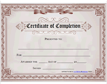 completion certificate of completion award