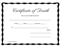 simple death certificate form