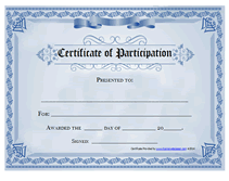 printable participation award certificate