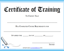 Printable Certificate of Training certificate