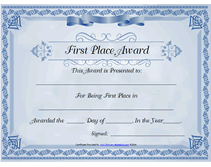 1st place award  certificate