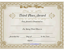3rd place printable award  certificate