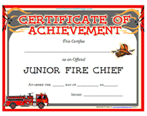 blank printable junior fire chief certificate