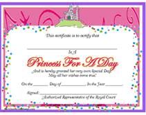 free princess for a day certificate template