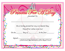 princess certificate template