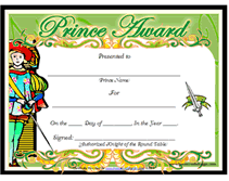 printable prince award certificates