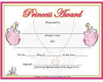 free princess certificate template