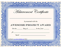green  awesome project award certificate