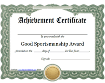 fancy printable good sportsmanship award template