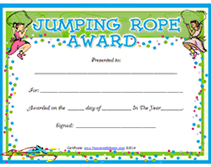 blank jumpring rope award certificate