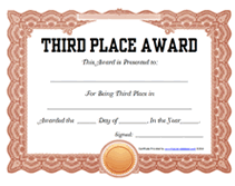 third place printable award