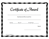 basic certificates of award printable templates