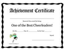 cheerleaders award  certificate