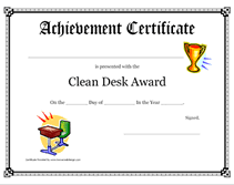basic clean desk  award certificate
