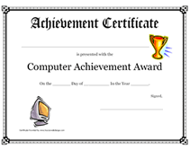 computer achievement certificate