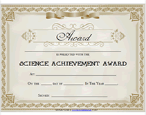 printable science achievement award certificate
