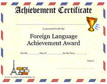 foreign language printable certificate