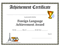 foreign language printable certificate