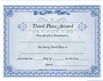 printable pdf 3rd place certificate