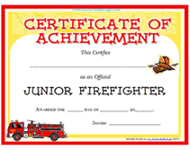 free printable junior firefighter certificate