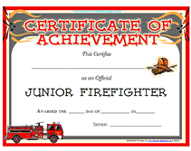 printable junior firefighter award certificate