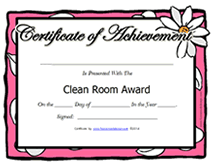 girls clean room certificate