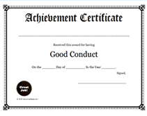 blank good conduct award certificate