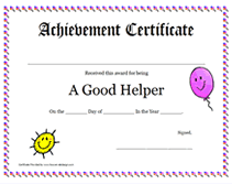 good helper award certificate template