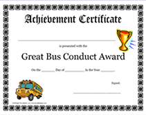 blank great bus conduct printable certificate