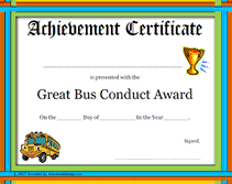 rainbow great bus conduct printable certificate