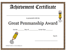 basic great penmanship certificate