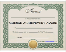 science achievement award template