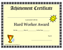 blank hard worker printable certificate