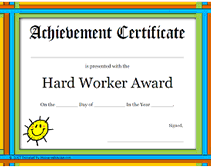 free hard worker printable certificate