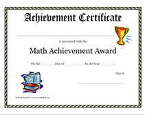 math achievement award certificate template