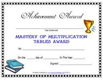math mastery multiplication tables certificate template
