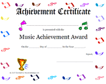music notes blank award certificate